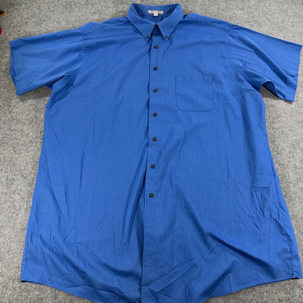 Geoffrey‎ Beene Mens Blue Wrinkle Free Tall Short Sleeve Button Down Shirt 18.5